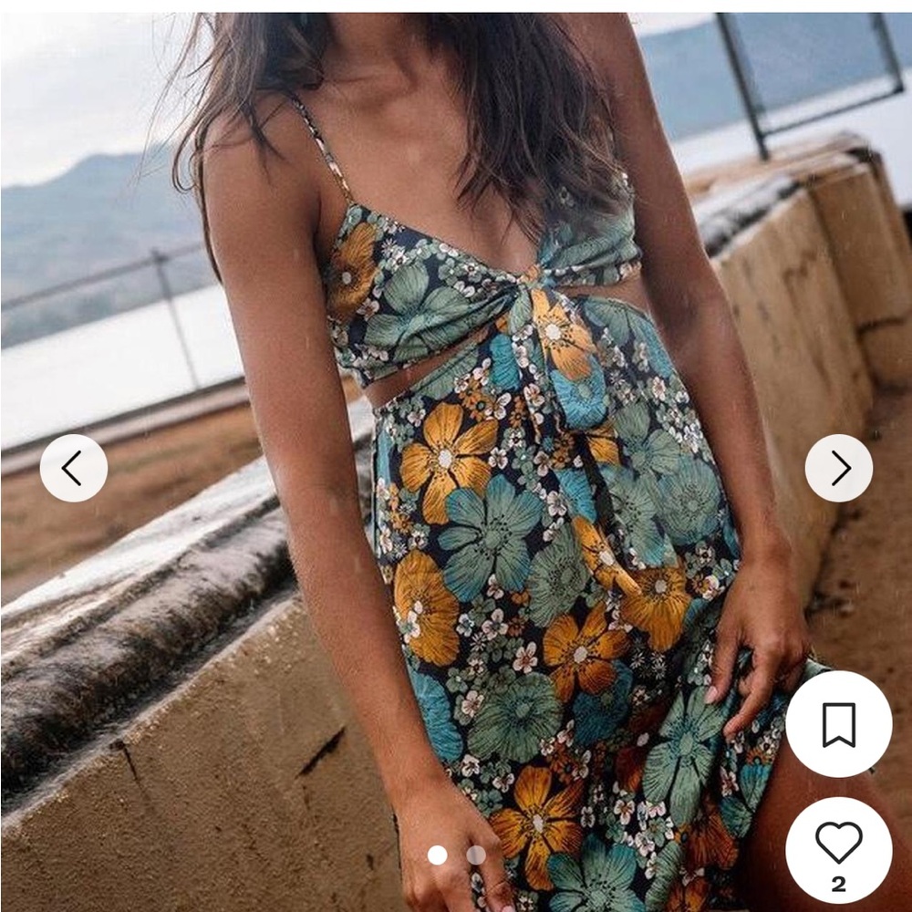 Volcom Floral Smocked beach dress coverup